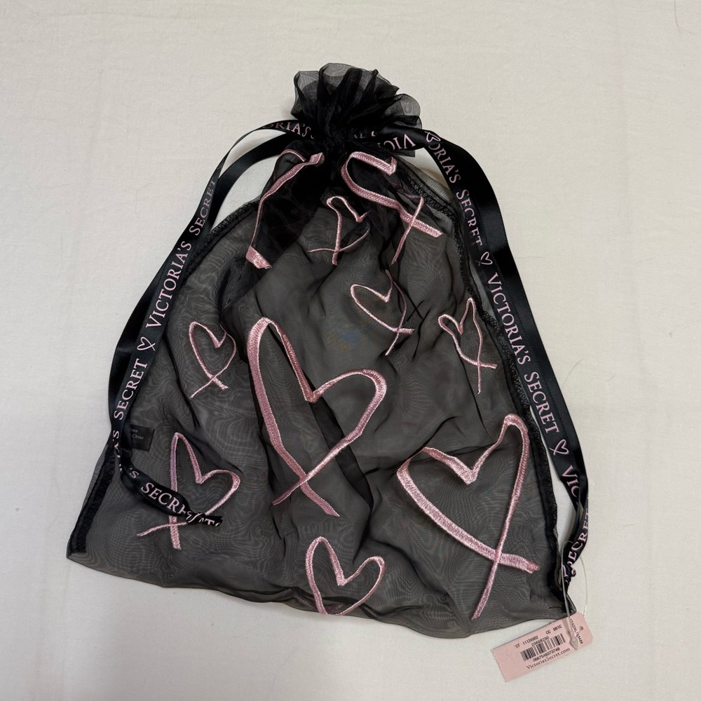 NWT Victoria's Secret Black and Pink Sheer Bag
